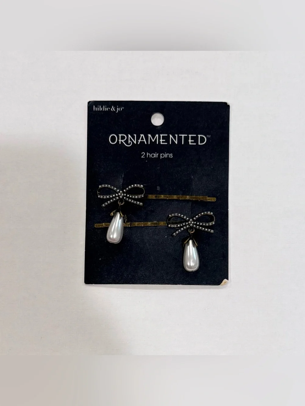 NEW hildie & jo 2 ornamented hair pins with pearl drop